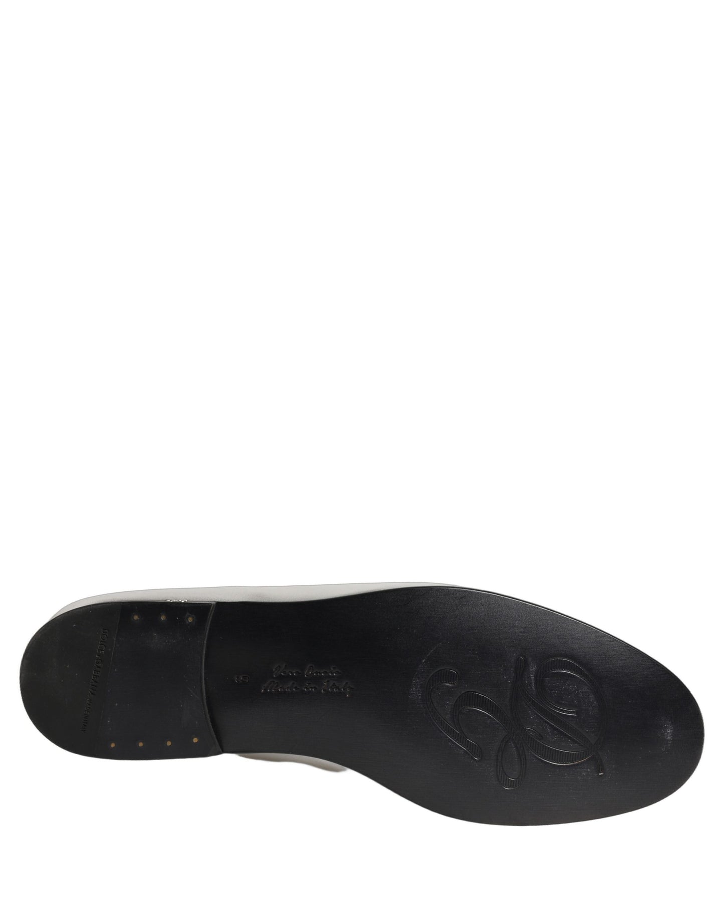Dolce & Gabbana Silver Leather DG Logo Slip On Loafers