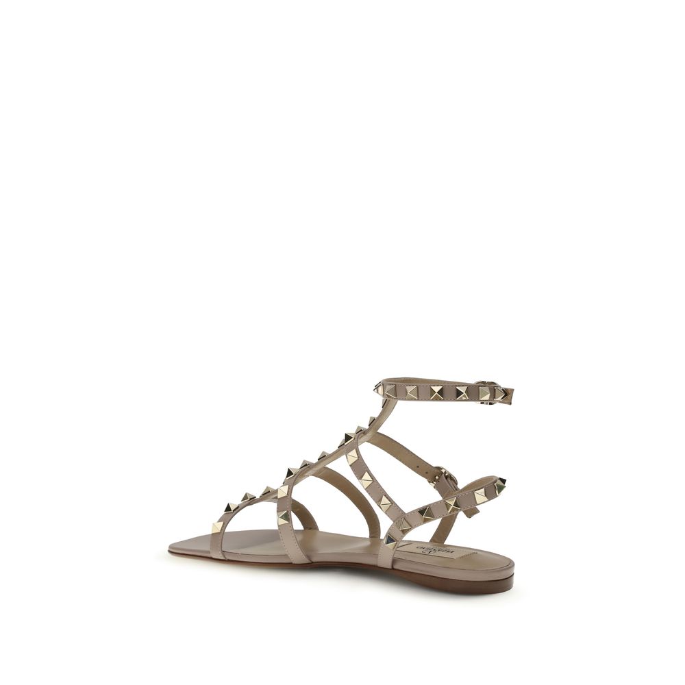 Valentino Garavani Poudre Pink Rockstud Flat Caged Sandals