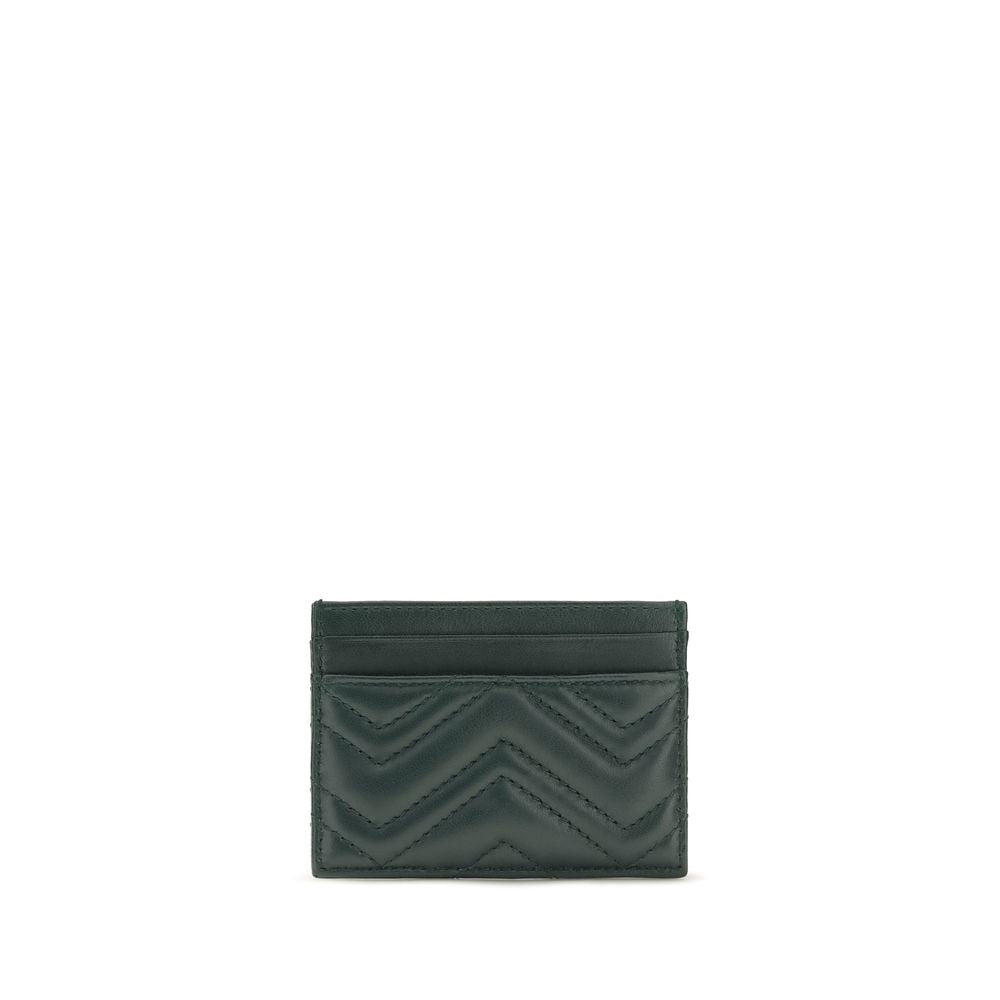 Gucci Green Leather Chevron Cardholder Wallet