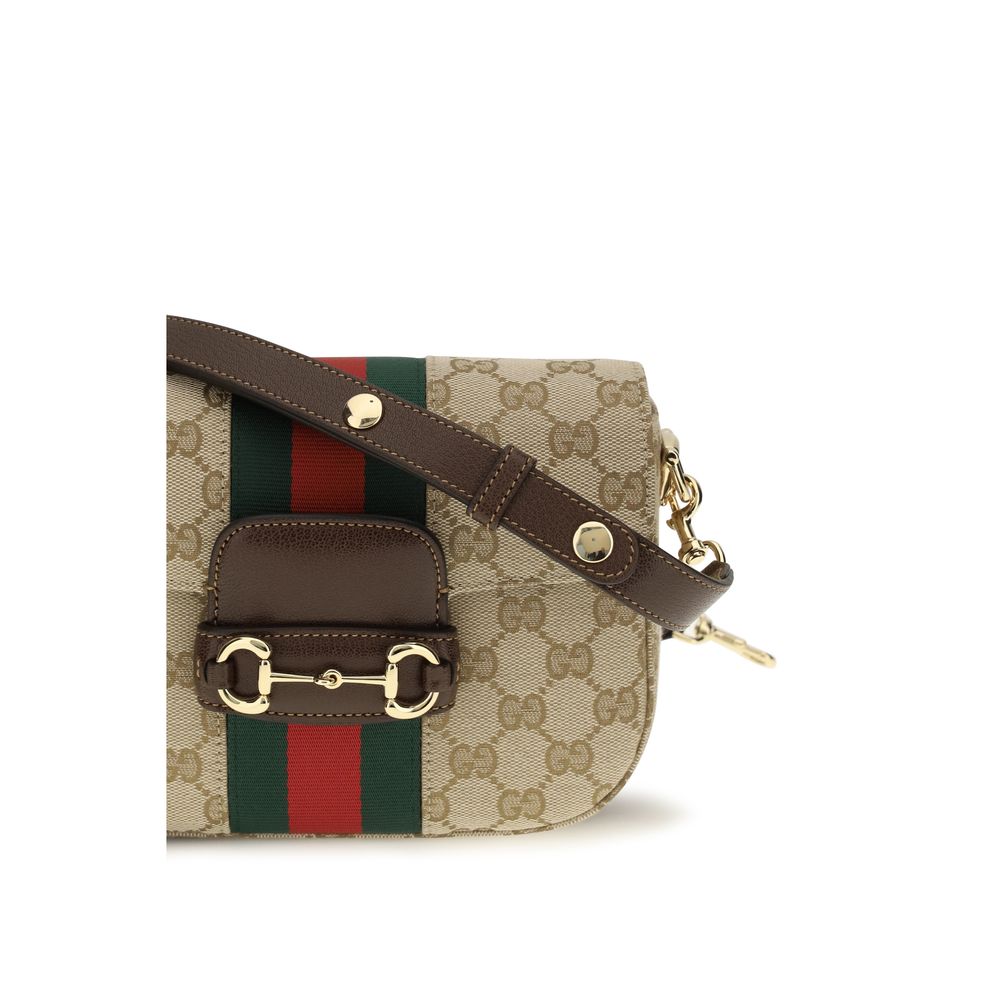 Gucci Beige Small Horsebit 1955 GG Shoulder Bag