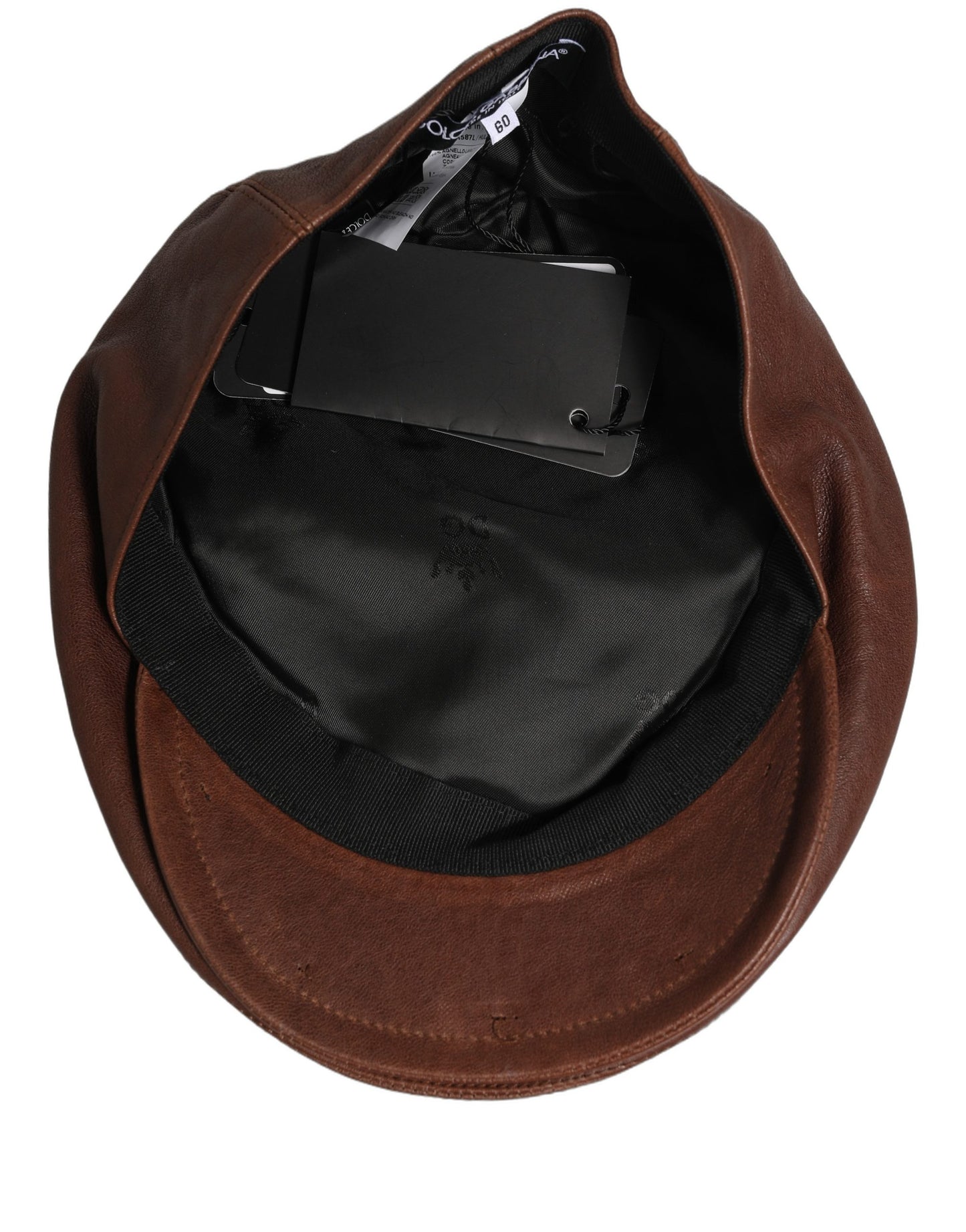 Dolce & Gabbana Men's Brown Lamb Leather Newsboy Cap