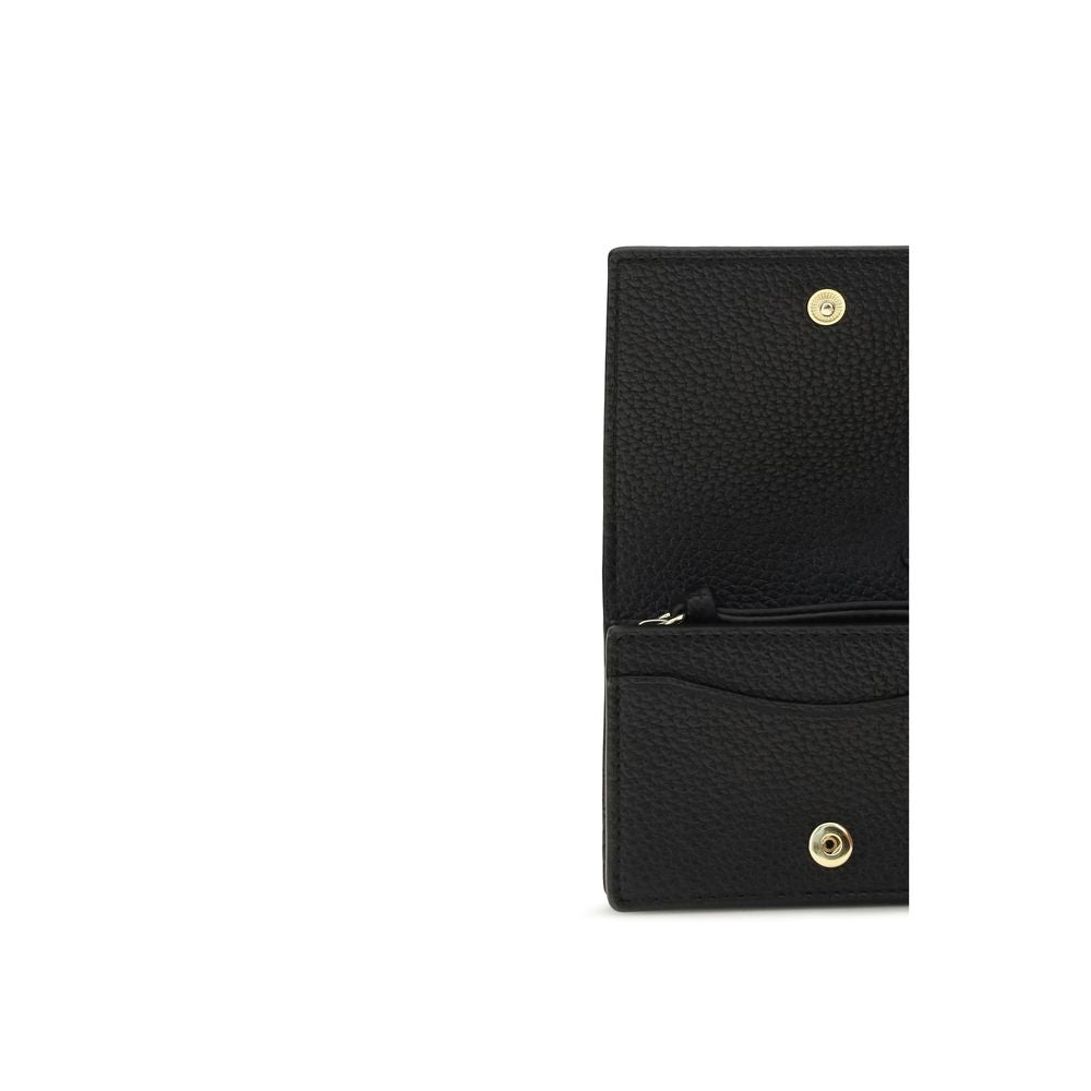 Ganni Black Flap Card Holder Wallet