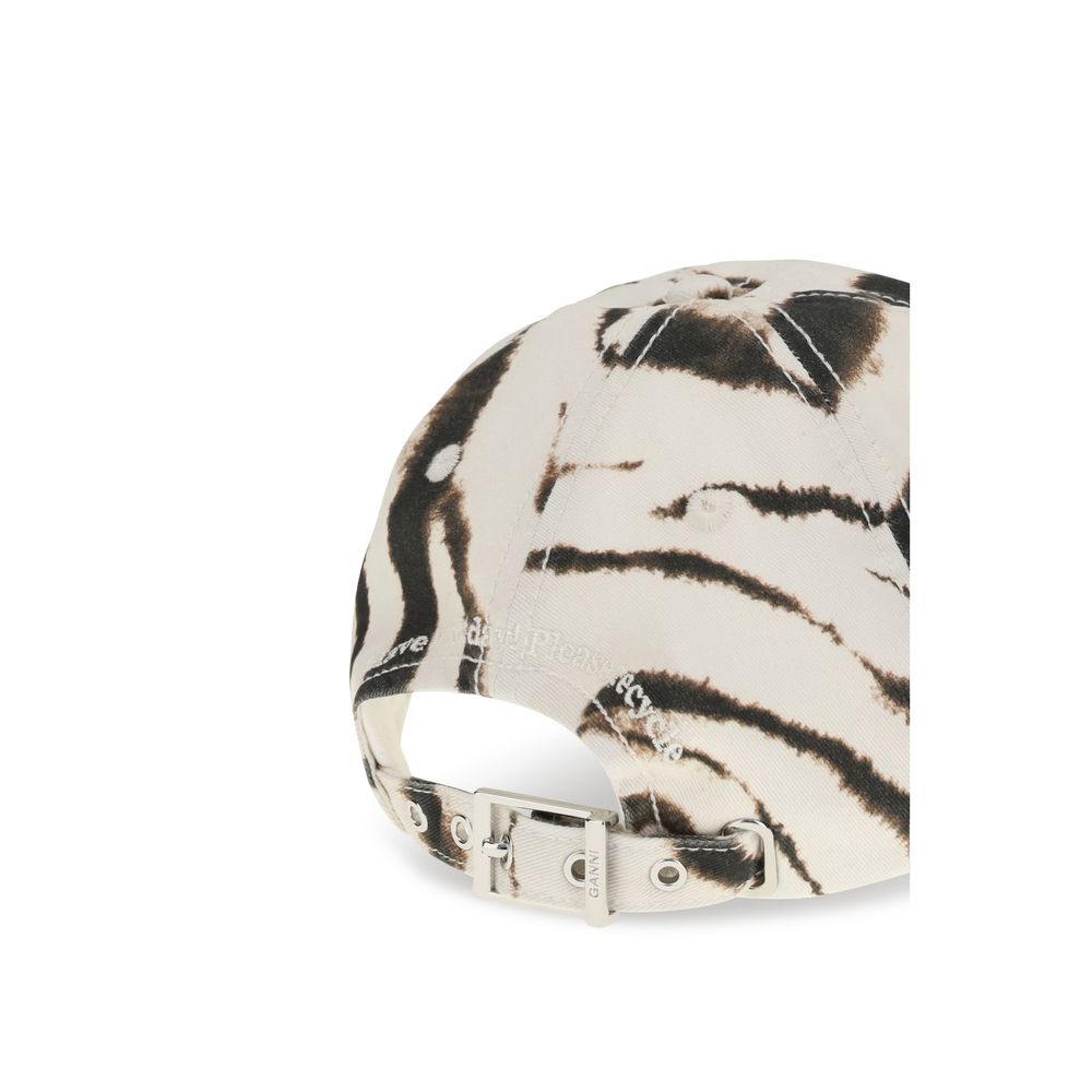 Ganni Zebra Print Baseball Hat