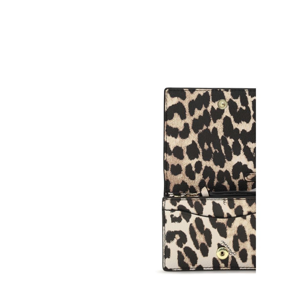 Ganni Bou Leopard Print Card Holder Wallet