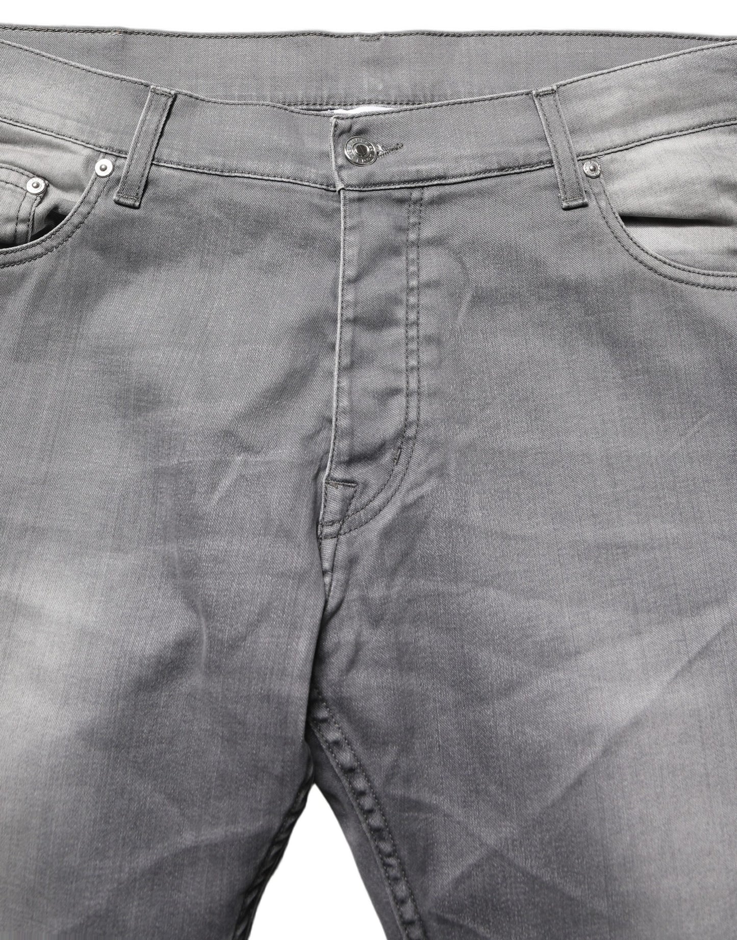 GF Ferre Gray Washed Mid Waist Straight Mens Denim Trouser Jeans