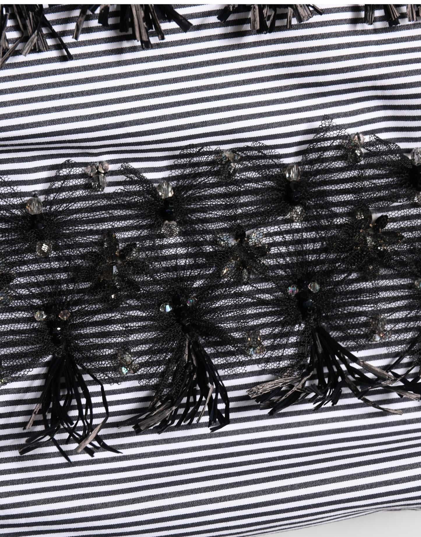 Dolce & Gabbana Black/Gray Pinstripe Embellished Trouser Pants