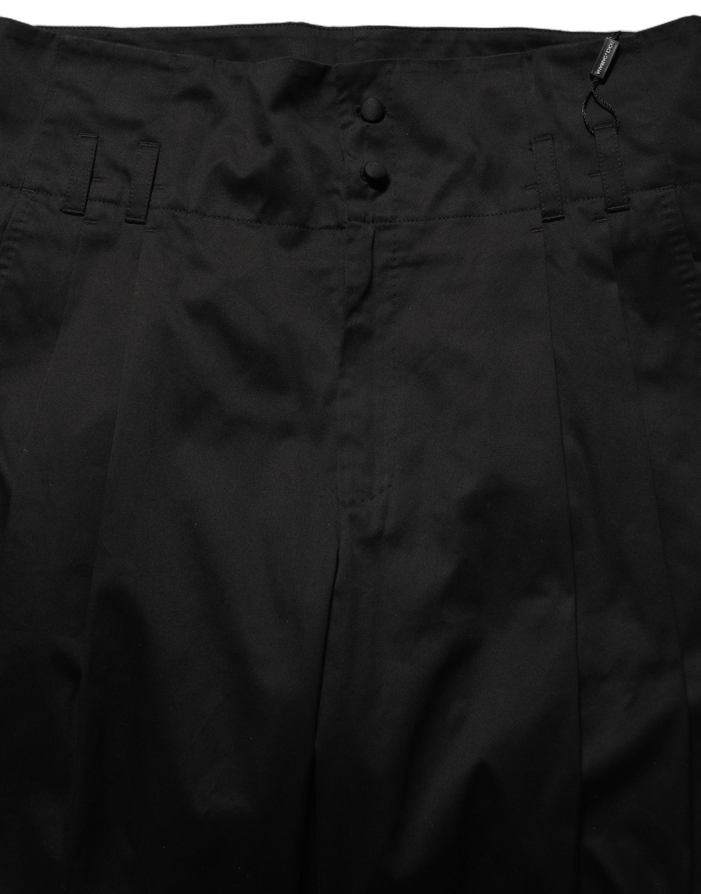 Dolce & Gabbana Black Cotton Straight Leg Dress Trouser Pants