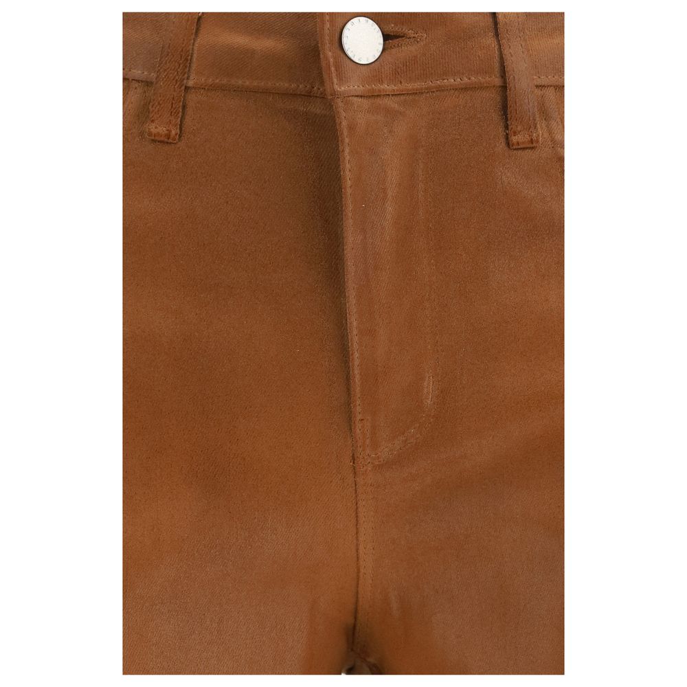 L'Agence Beige Cotton High-Waisted Wide Leg Jeans