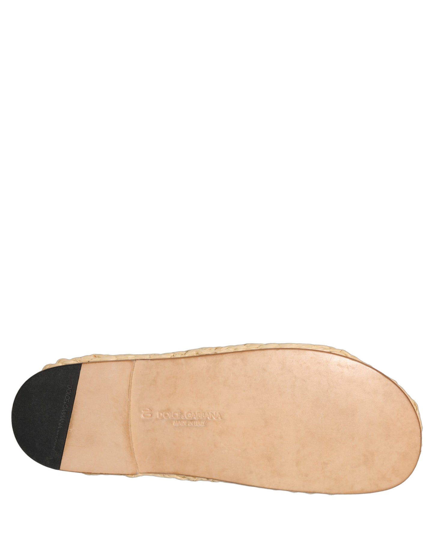 Dolce & Gabbana Beige Straw Raffia Slides Sandals