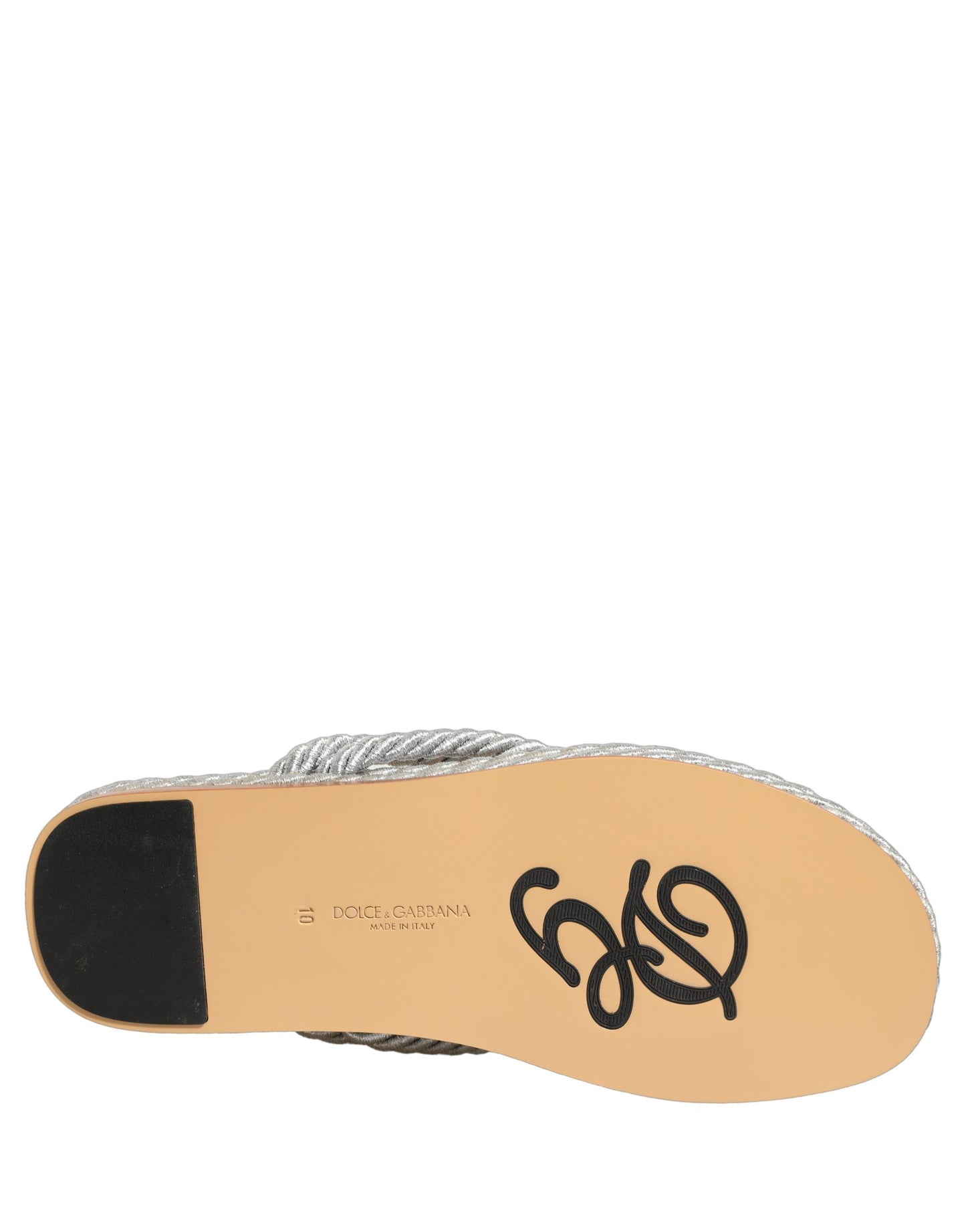 Dolce & Gabbana Silver Rope Slides Sandals