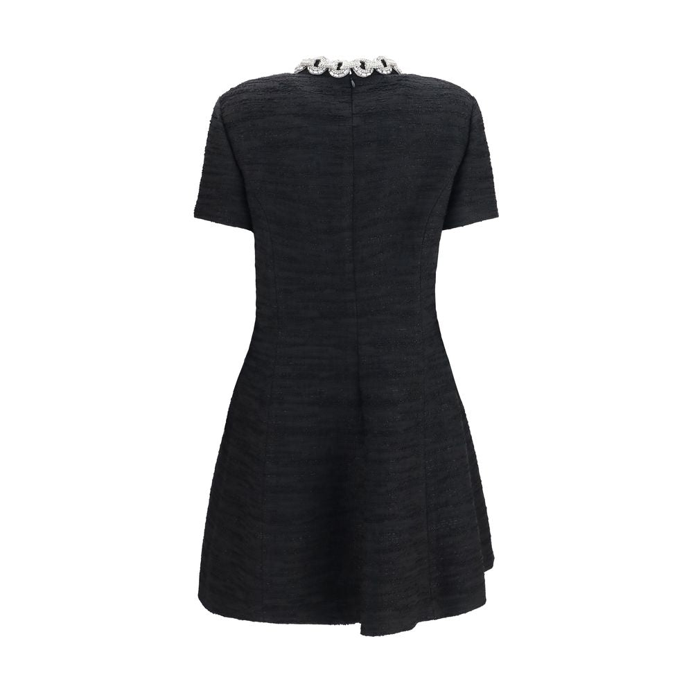 Valentino Black Tweed Embellished Mini Dress