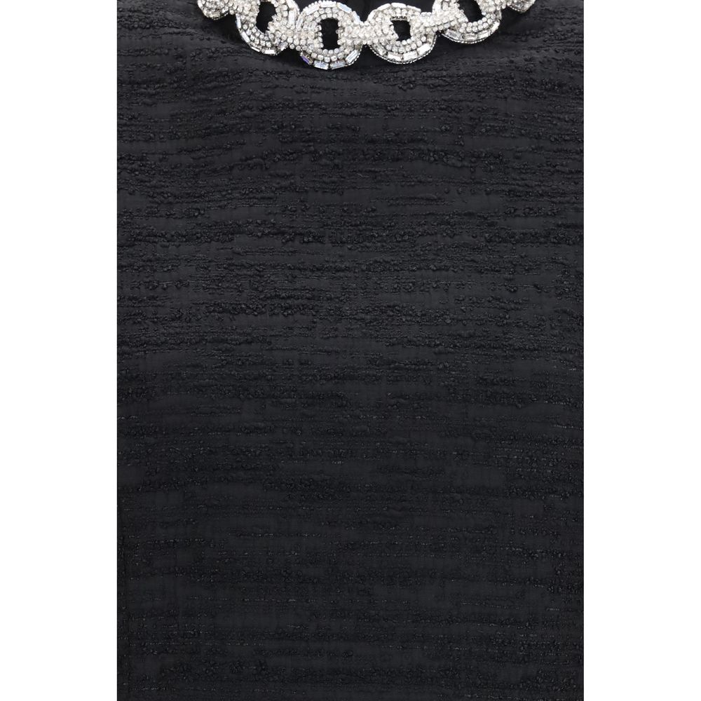 Valentino Black Tweed Embellished Mini Dress