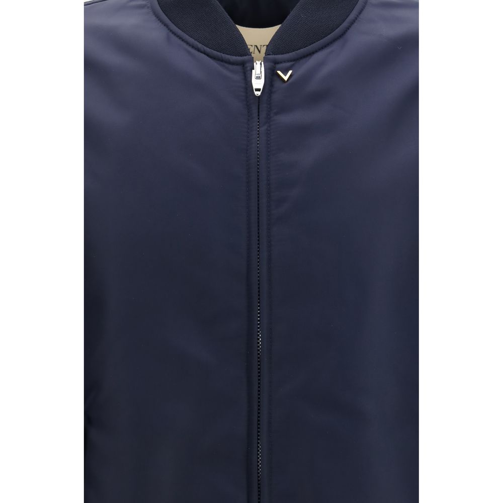 Valentino Blue VLogo Signature Bomber Jacket for Men