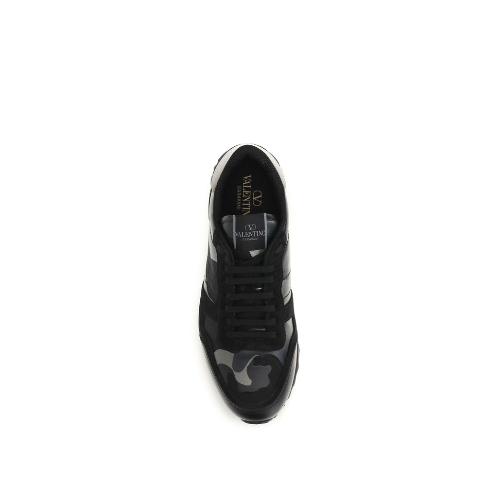 Valentino Garavani Black Rockrunner Camouflage Noir Metallic Sneakers