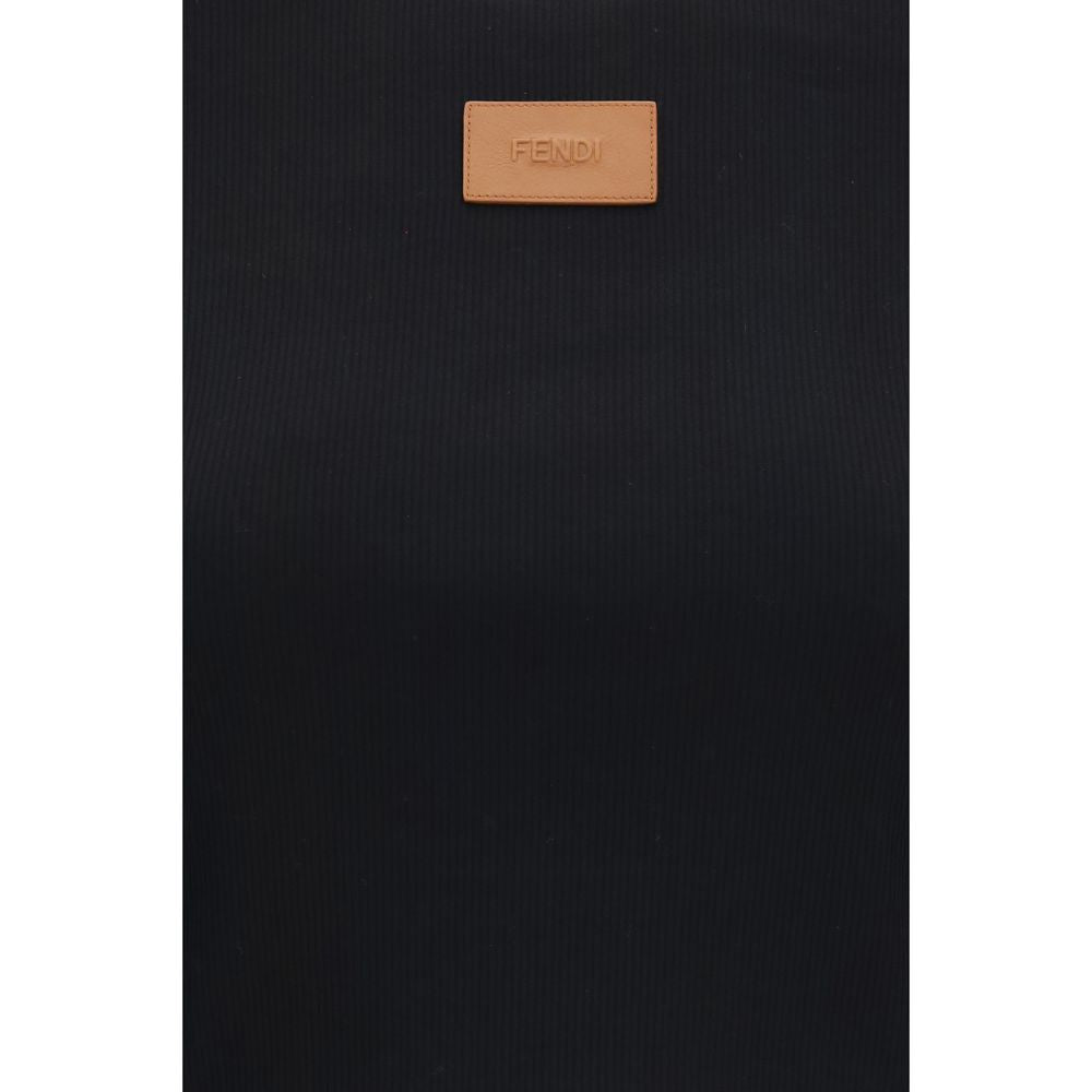 Fendi Black Cotton Ribbed T-Shirt