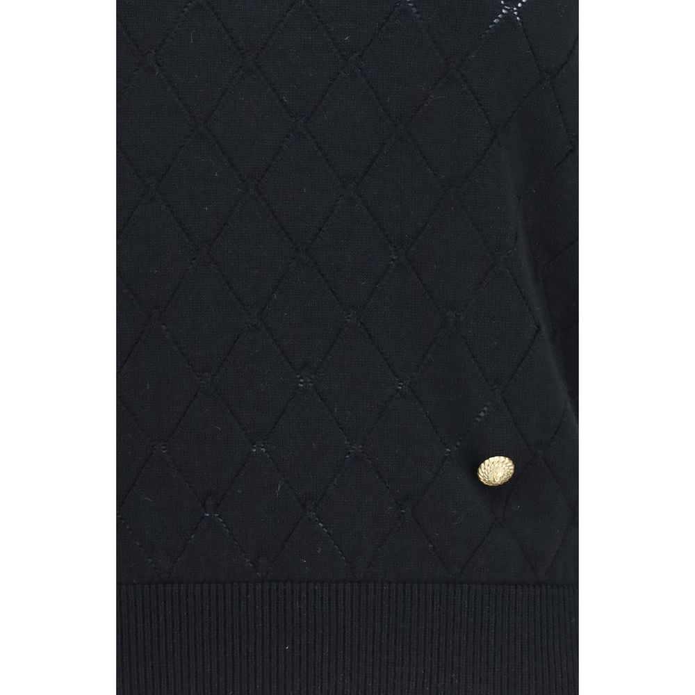 Balmain Black Wool Halter Top