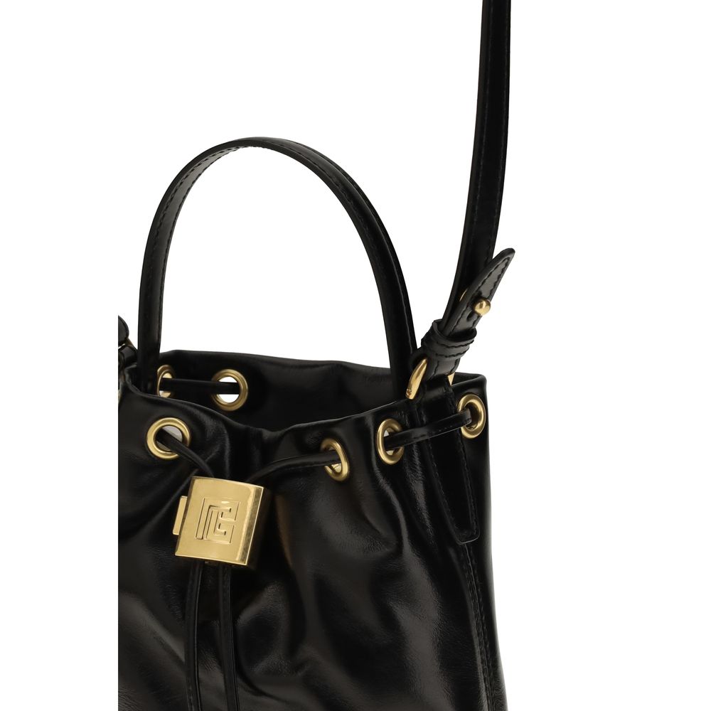 Balmain Black Calf Leather Pulse Bucket Bag