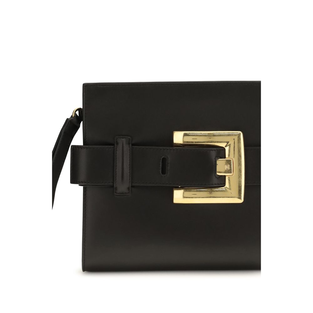 Balmain Black Anthem Lamb Leather Clutch Bag