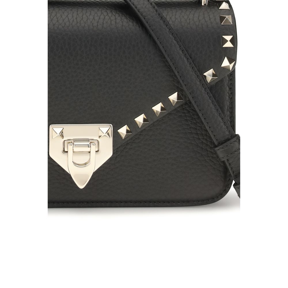 Valentino Garavani Black Calf Leather Rockstud Mini Shoulder Bag