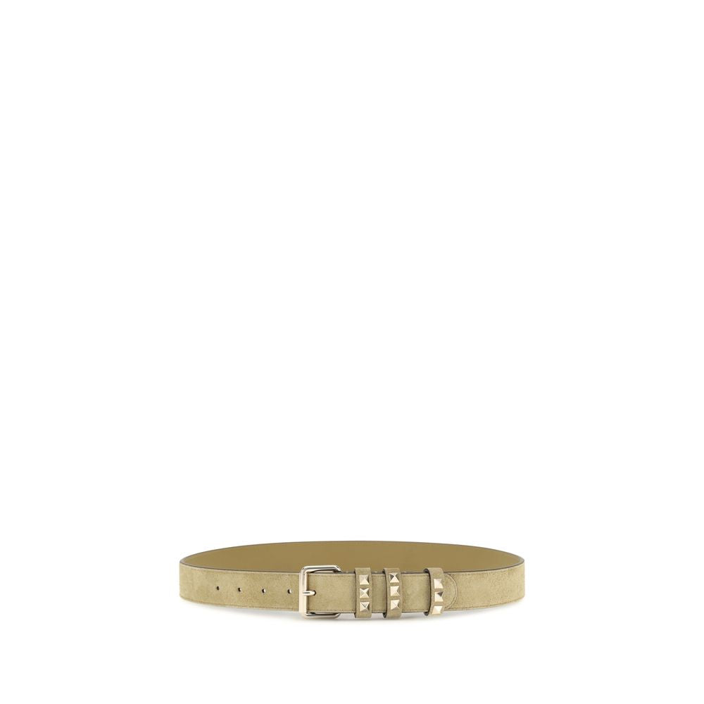 Valentino Garavani Beige Rockstud Suede Leather Belt