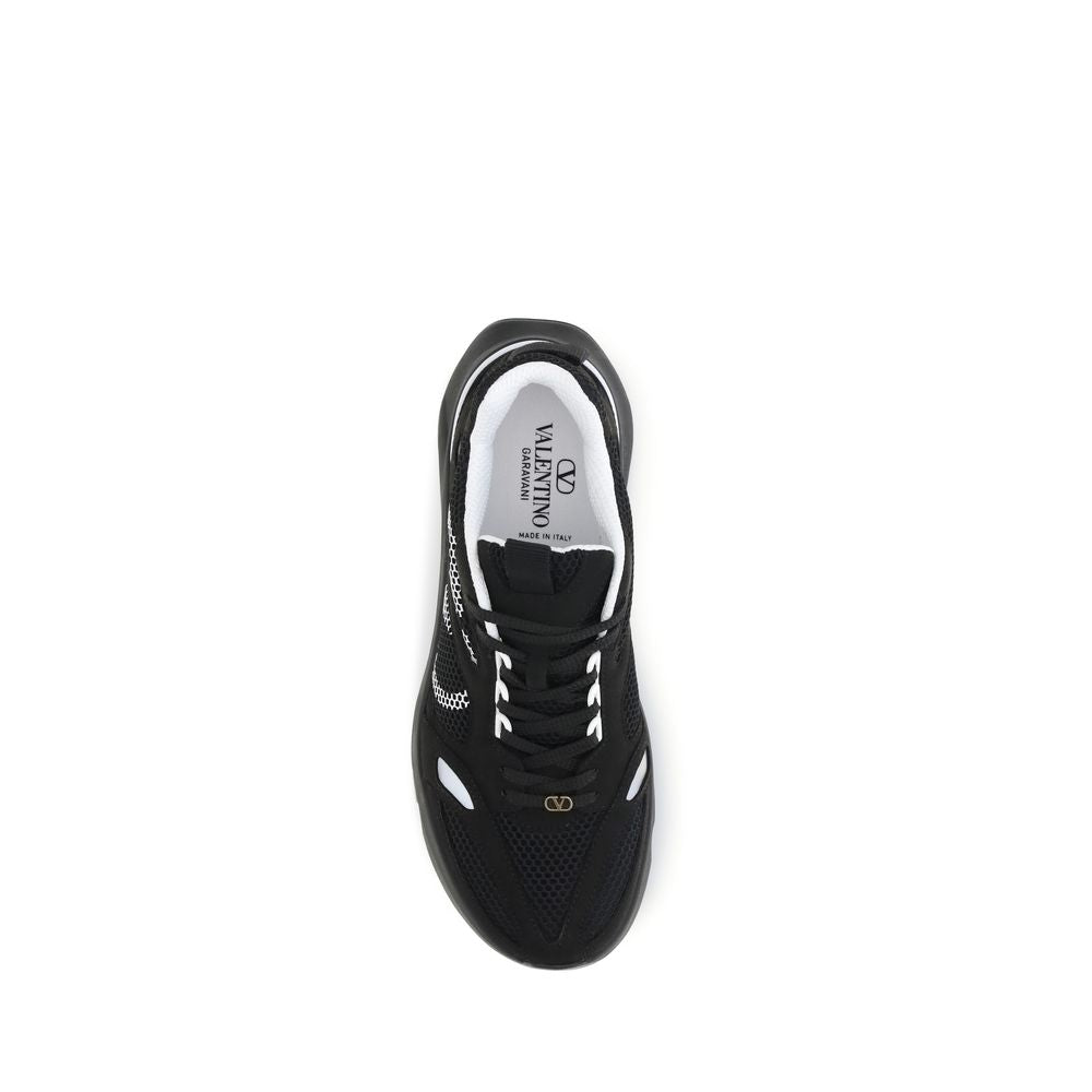 Valentino Garavani Black Demivee Mesh and Suede Sneakers