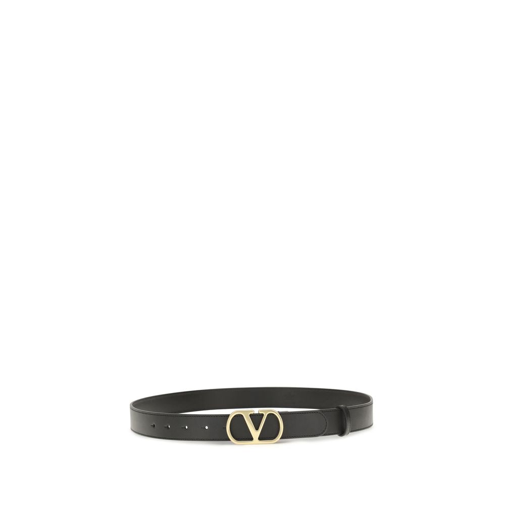 Valentino Garavani Black Calf Leather VLogo Signature Belt