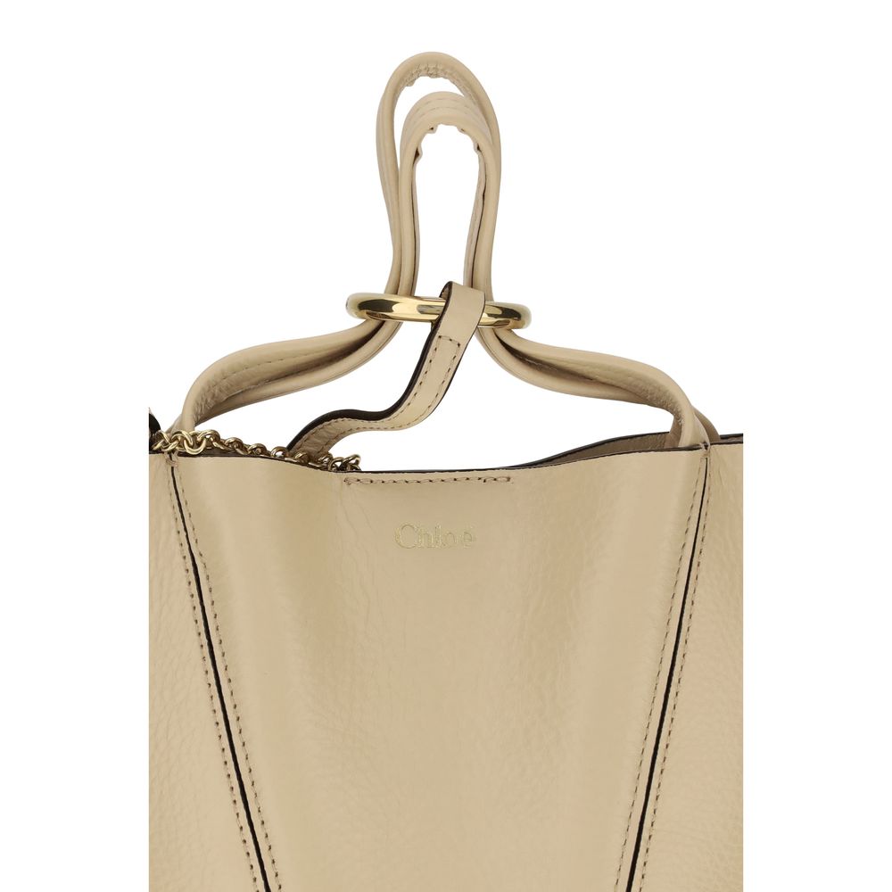 Chloé Beige Calf Leather Spin Shoulder Bag