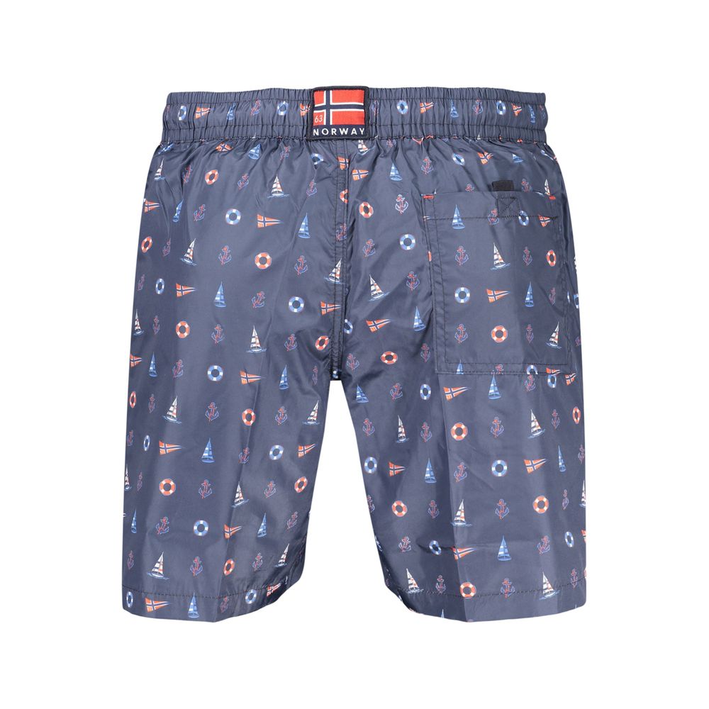 Norway 1963 Blue Men's Swim Shorts with Elastic Waist and Pockets