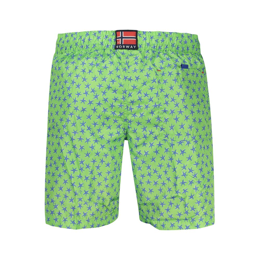 Norway 1963 Green Polyester Men's Swim Shorts with Pockets and Adjustable Waistband