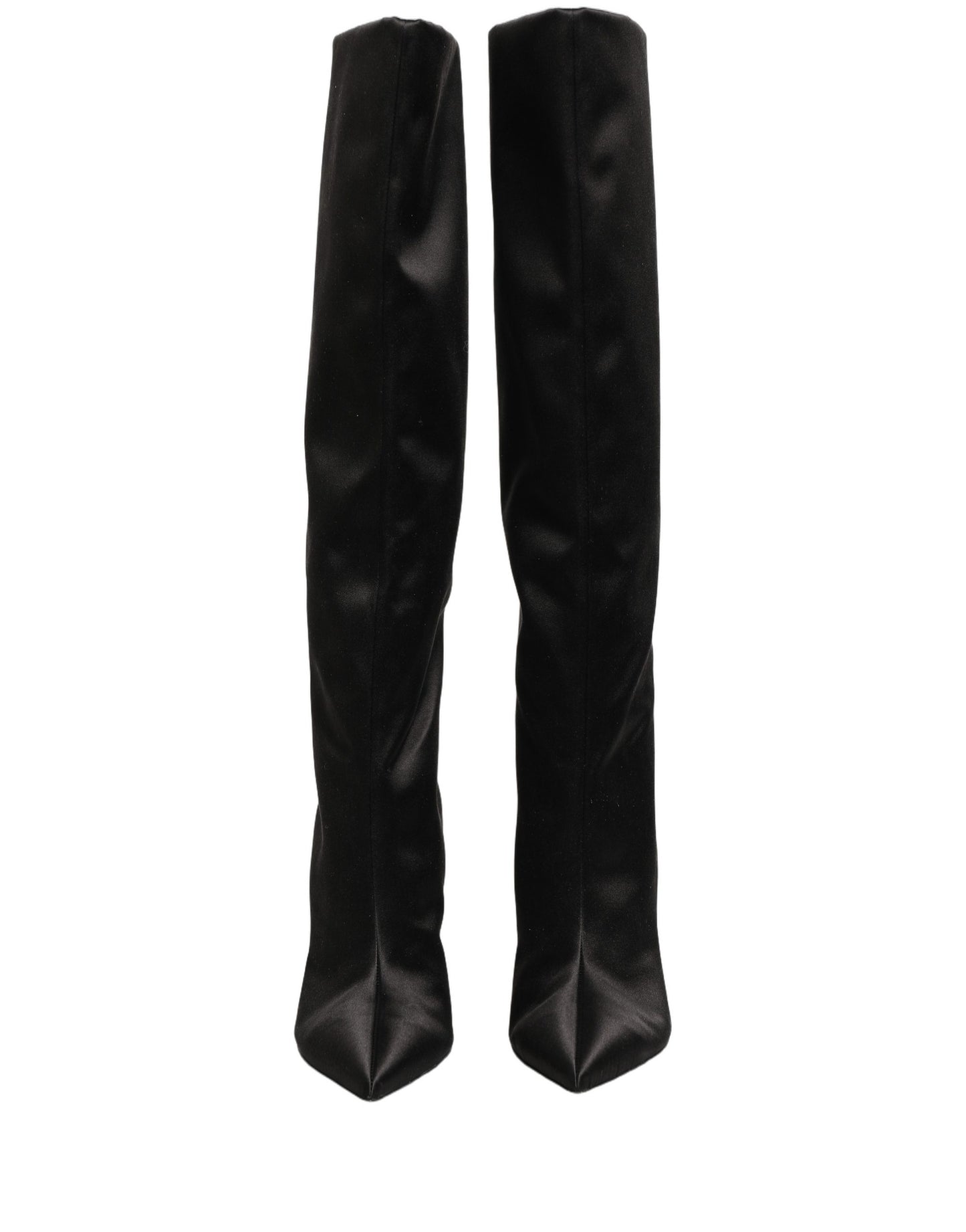 Dolce & Gabbana Black Satin Knee High Stiletto Boots