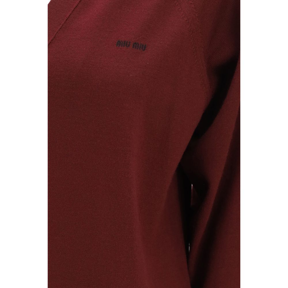 Miu Miu Bordeaux Virgin Wool Cardigan