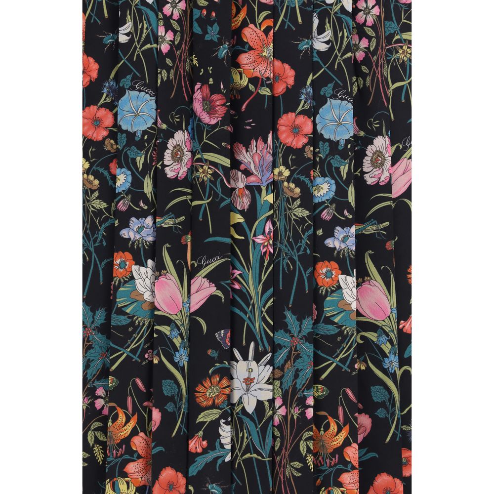 Gucci Multicolor Flora Printed Silk Midi Skirt