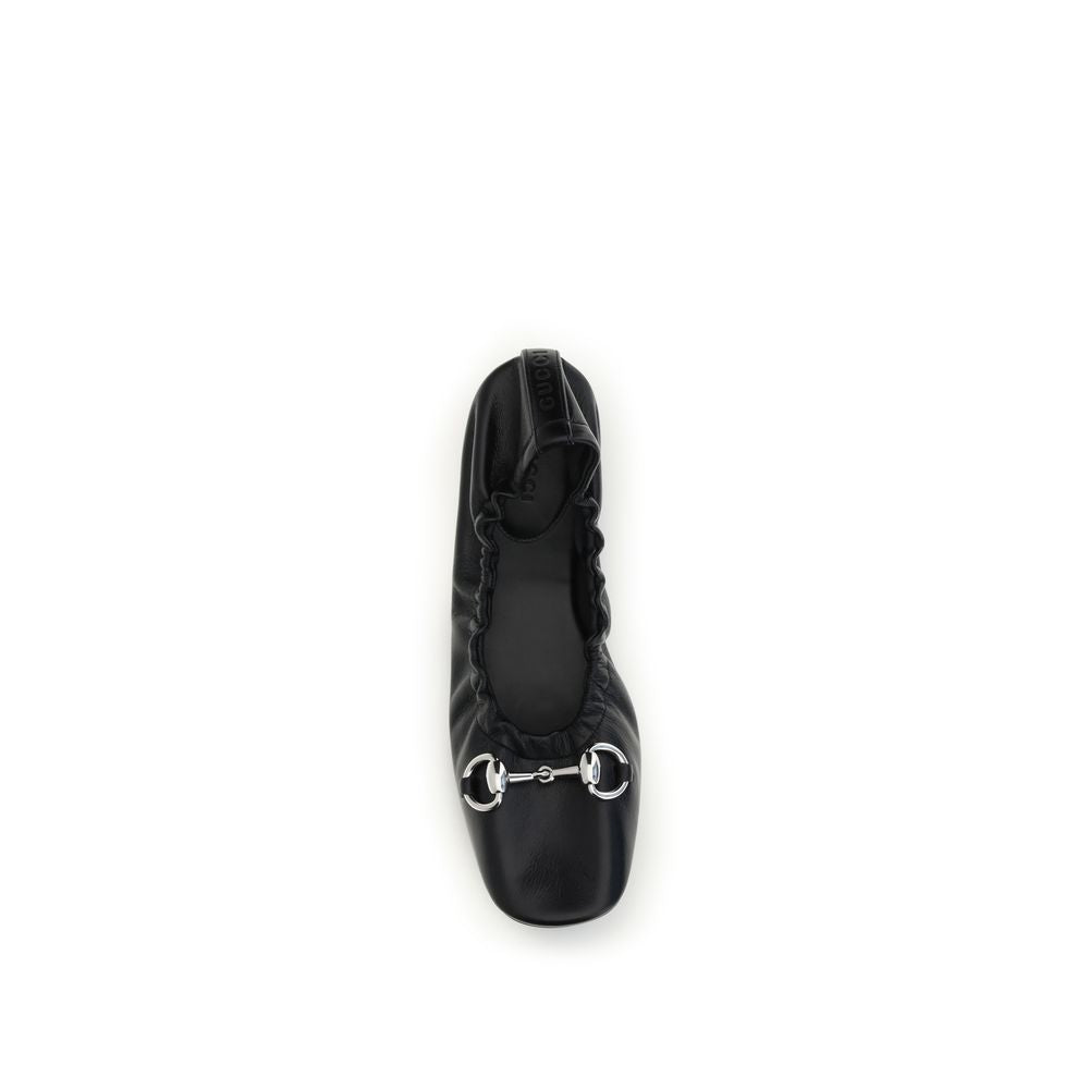 Gucci Black Calf Leather Prima Ballet Flats
