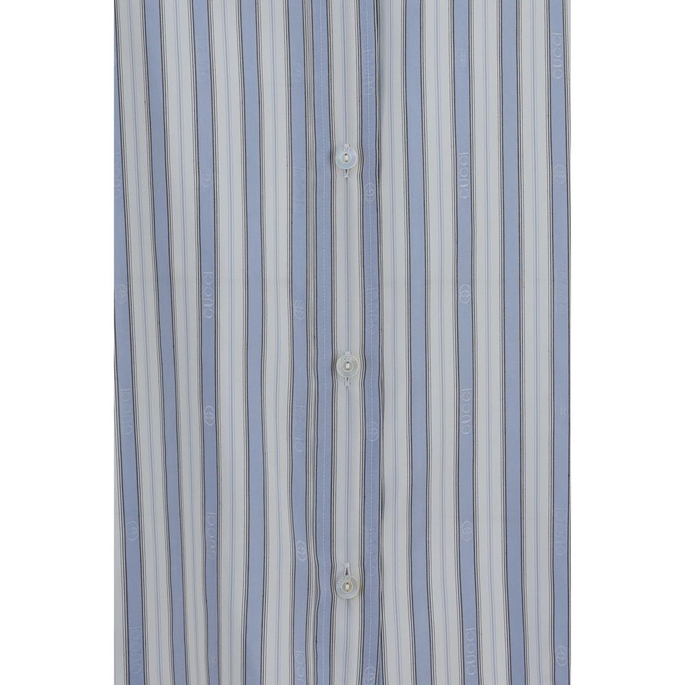 Gucci Blue Silk Shirt Baiadera Silk Jacquard Shirt