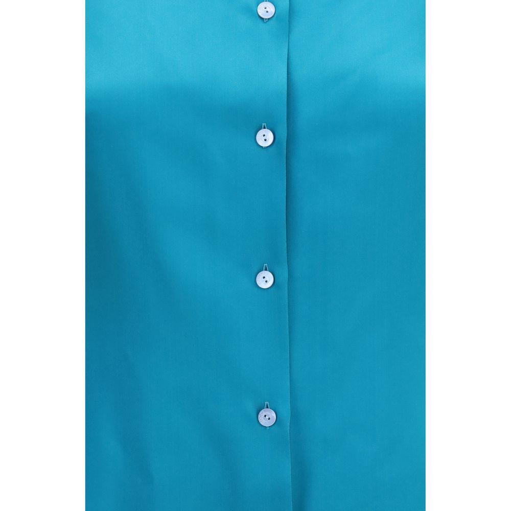 Gucci Blue Silk Satin Dress Shirt