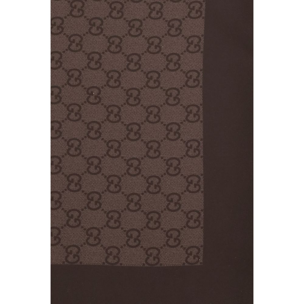 Gucci Brown Silk GG Twill Jacquard Scarf Foulard