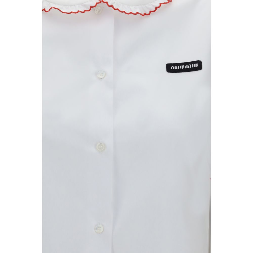 Miu Miu White Cotton Poplin Shirt Blouse