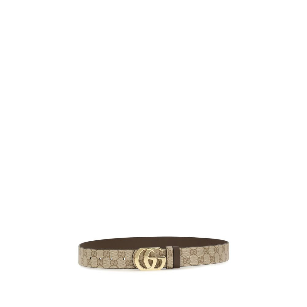 Gucci Beige & Ebony GG Supreme Double G Leather Belt