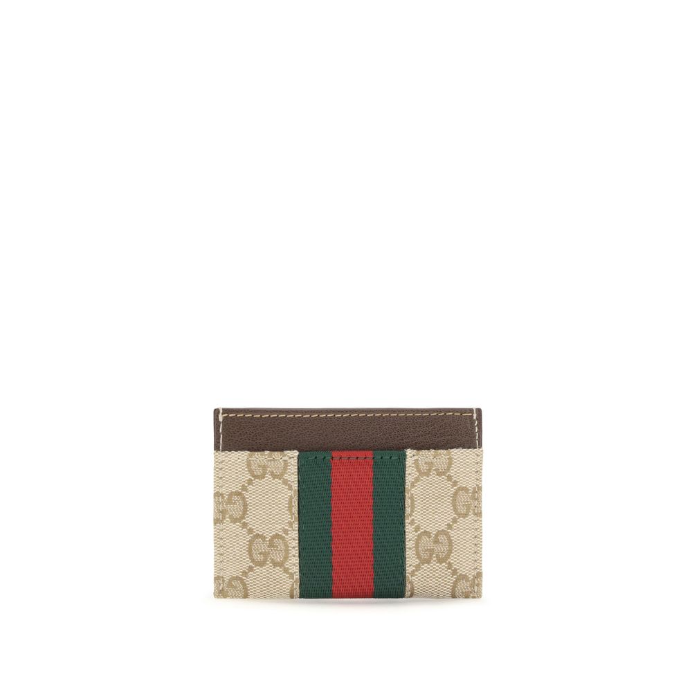 Gucci Beige Web Horsebit Card Holder Wallet