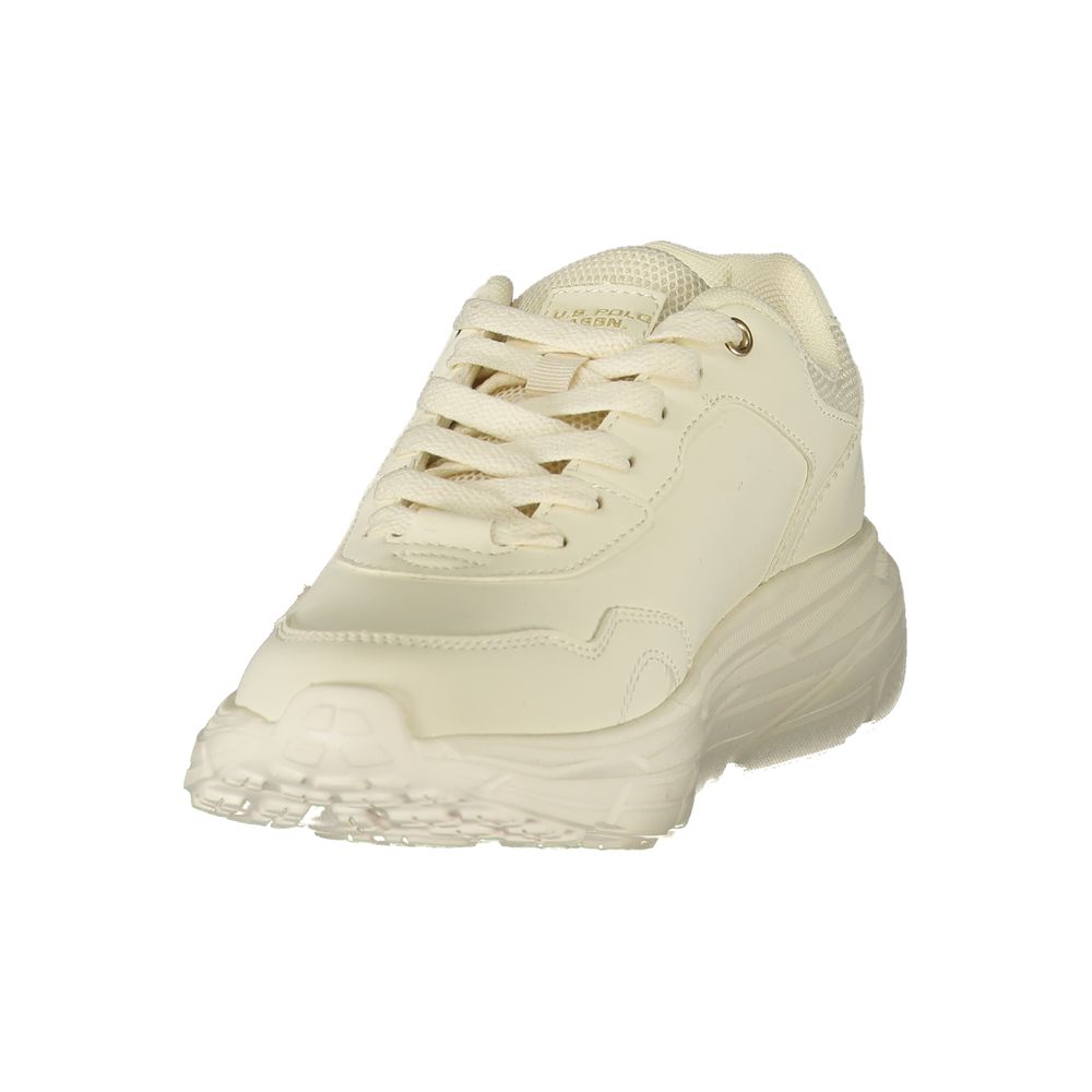 U.S. POLO ASSN. White Polyester Athletic Sneakers for Women