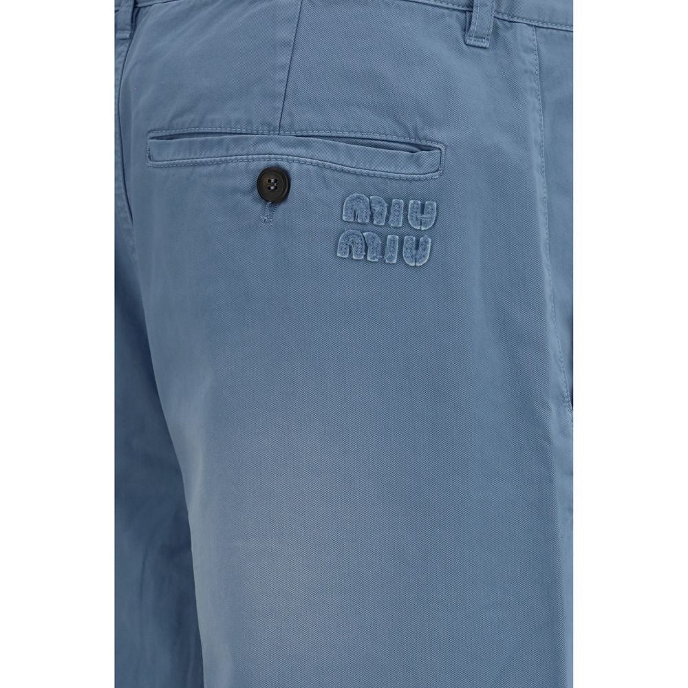Miu Miu Blue Cotton Wide Leg Pants