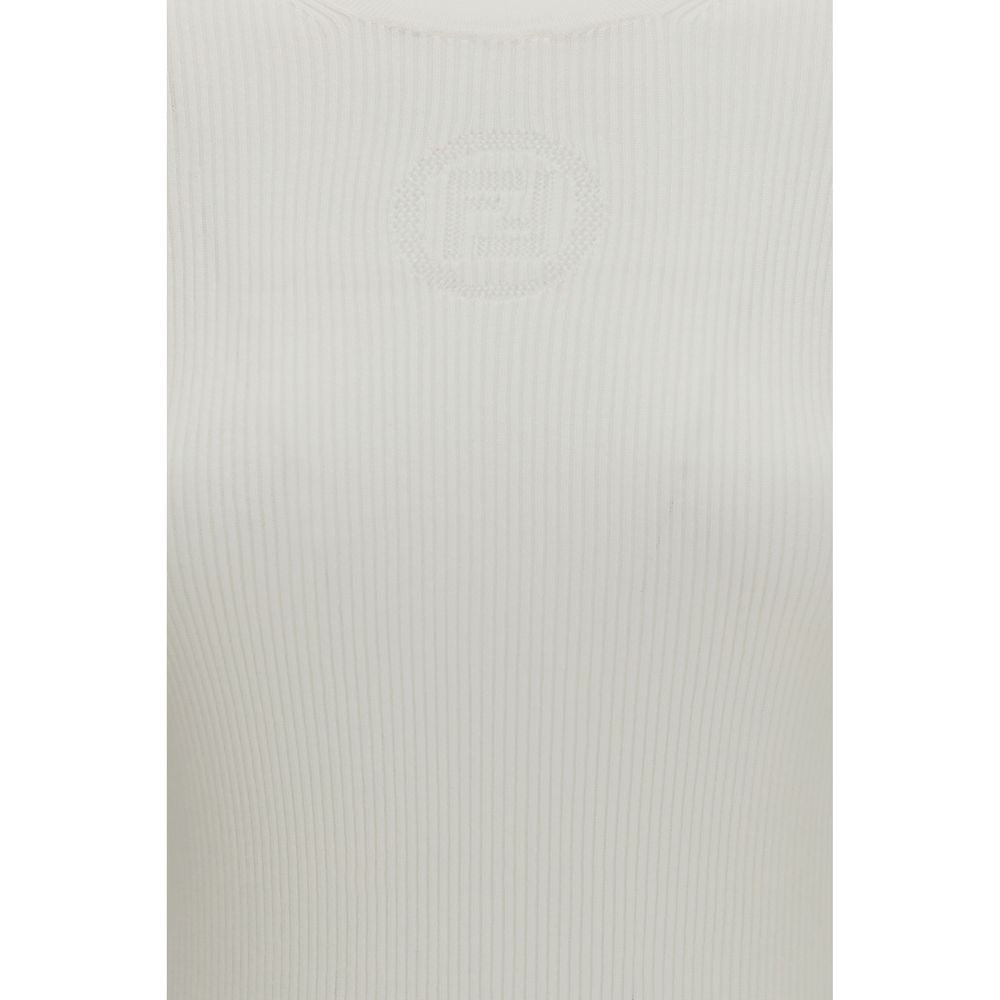Fendi White Cotton Short Sleeve Sweater