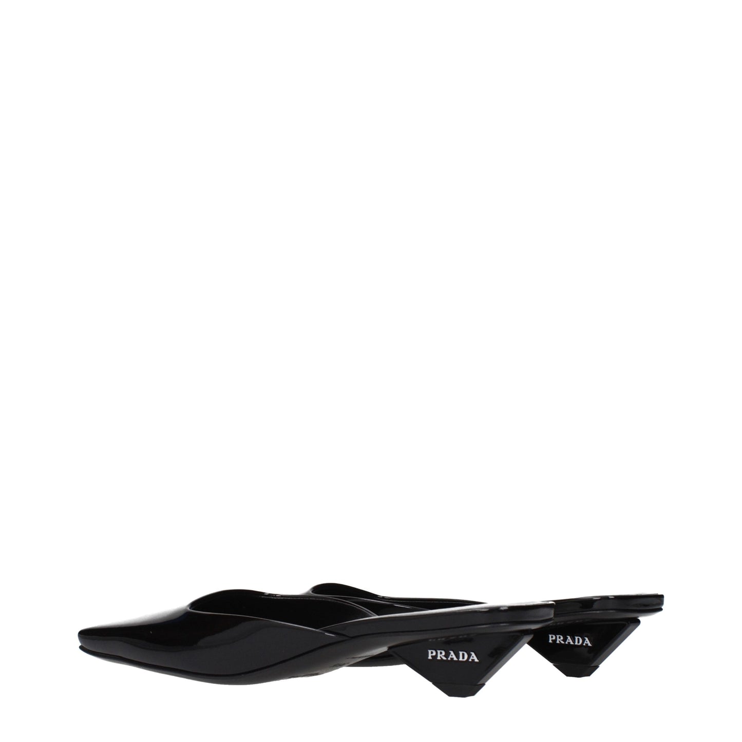Prada Black Patent Leather Flat Sandals with Side Logo