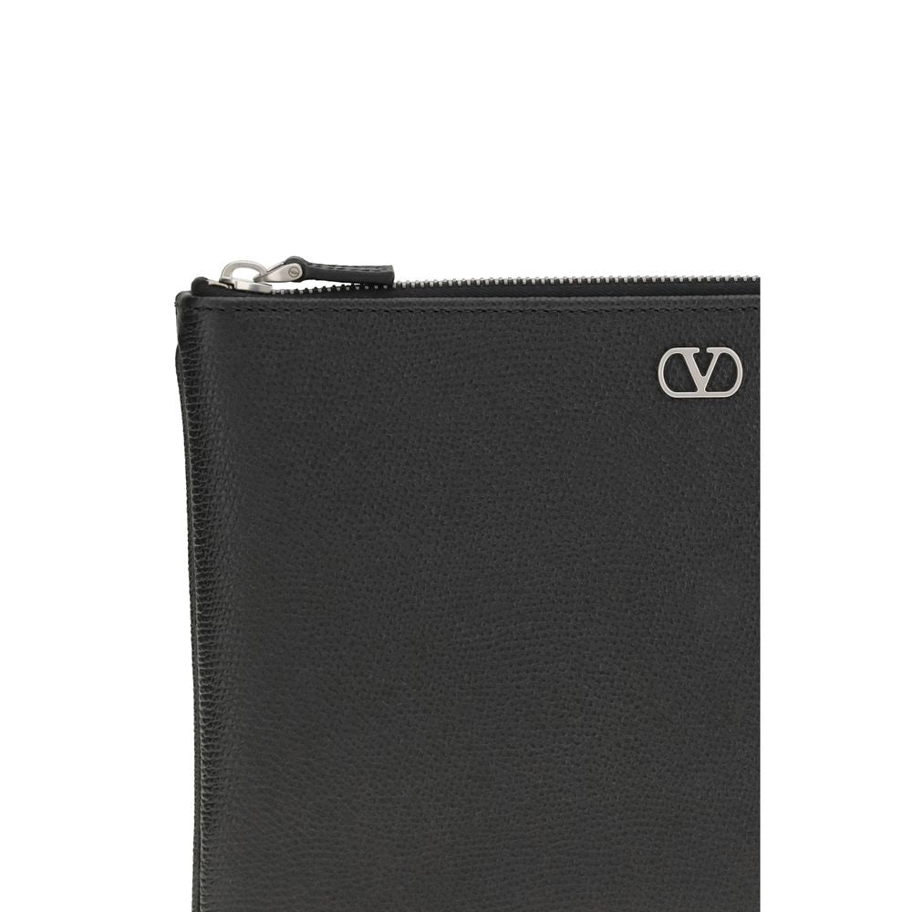 Valentino Garavani Black Calf Leather Pouch Wallet