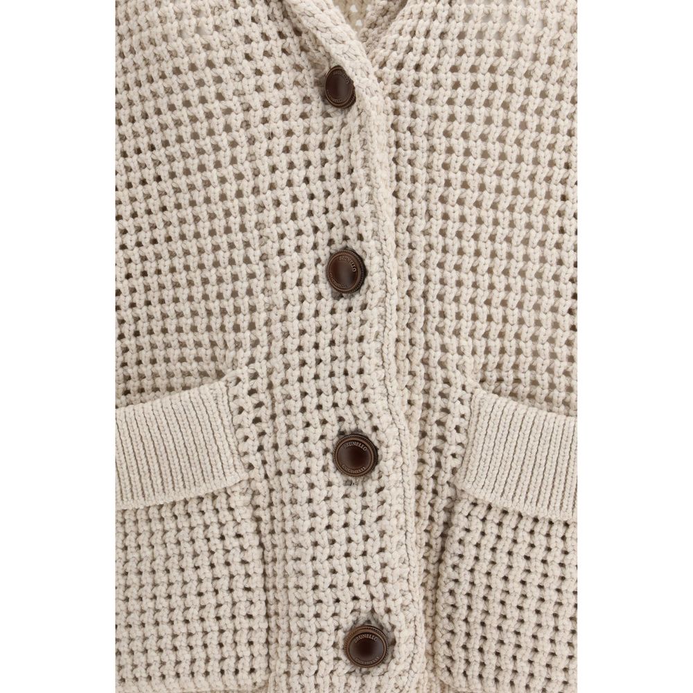 Brunello Cucinelli Beige Cotton Cardigan - Women's M
