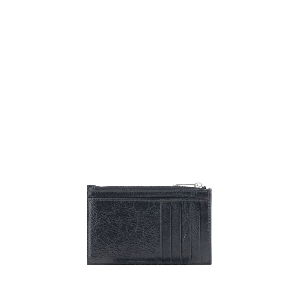 Balenciaga Black Lambskin Leather Superbusy Long Coin & Card Holder