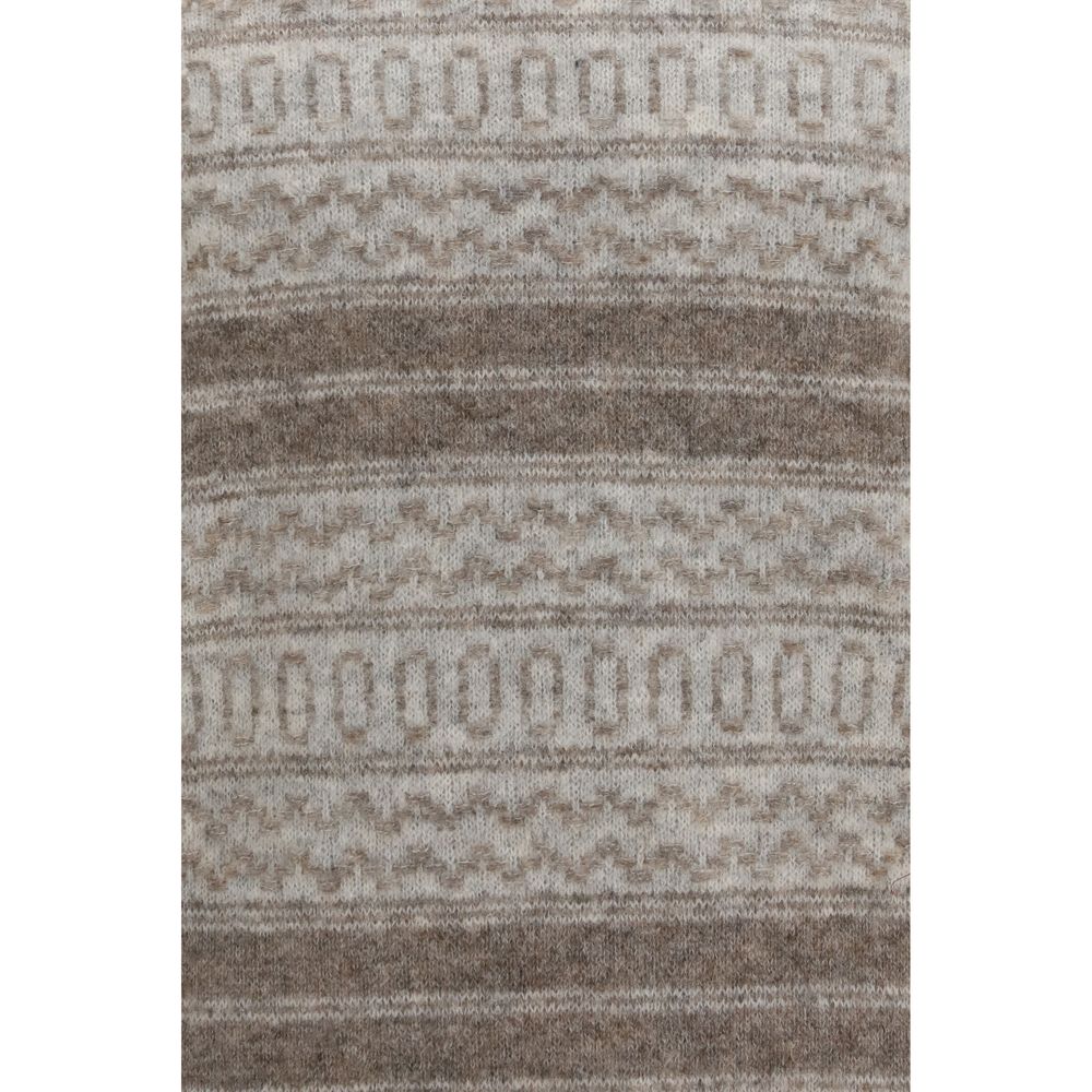 Brunello Cucinelli Gray Alpaca Wool Fair Isle Knit Turtleneck Jumper