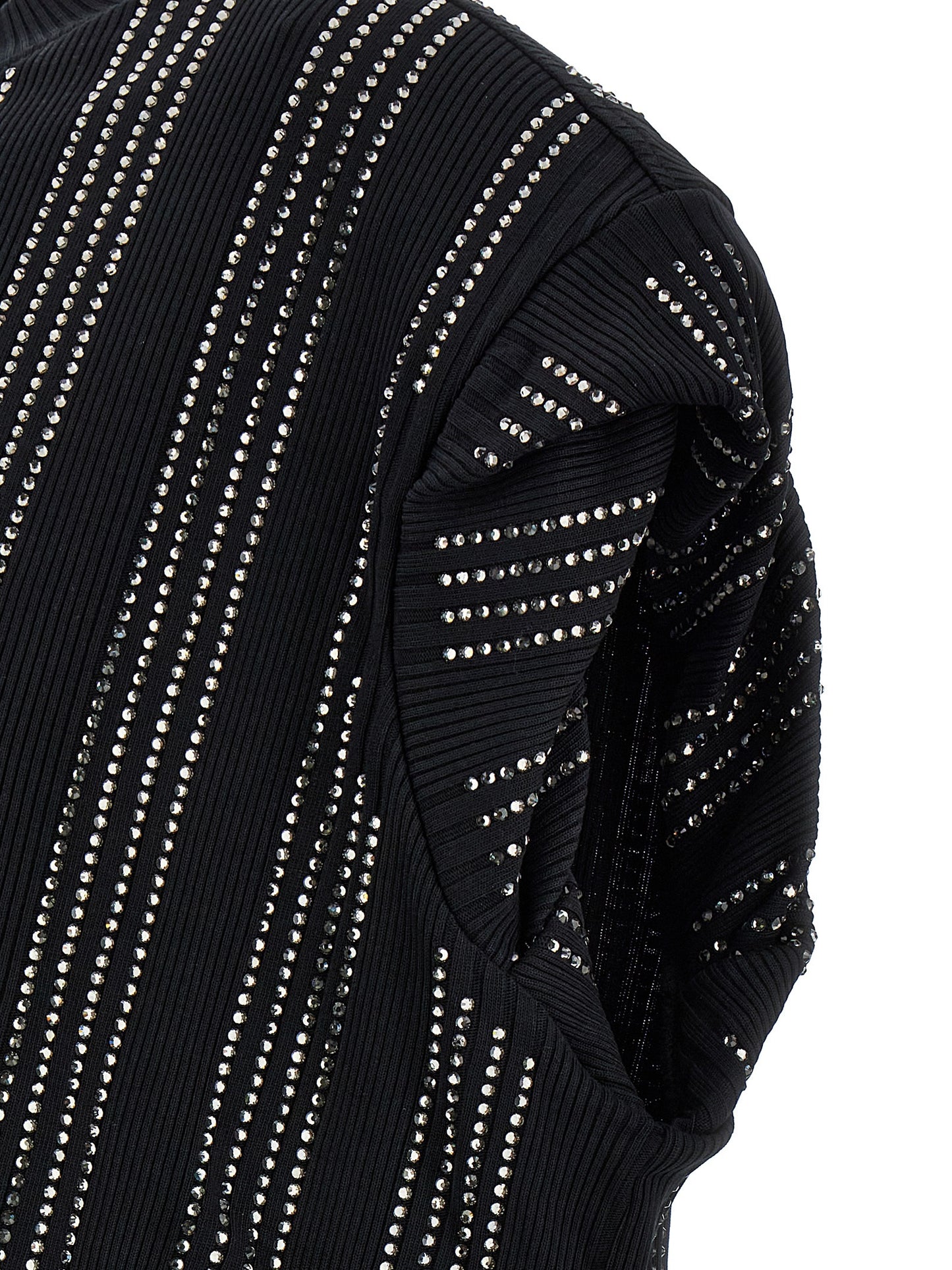 The Attico Black Laurie Crystal-Embellished T-Shirt / Mini Dress