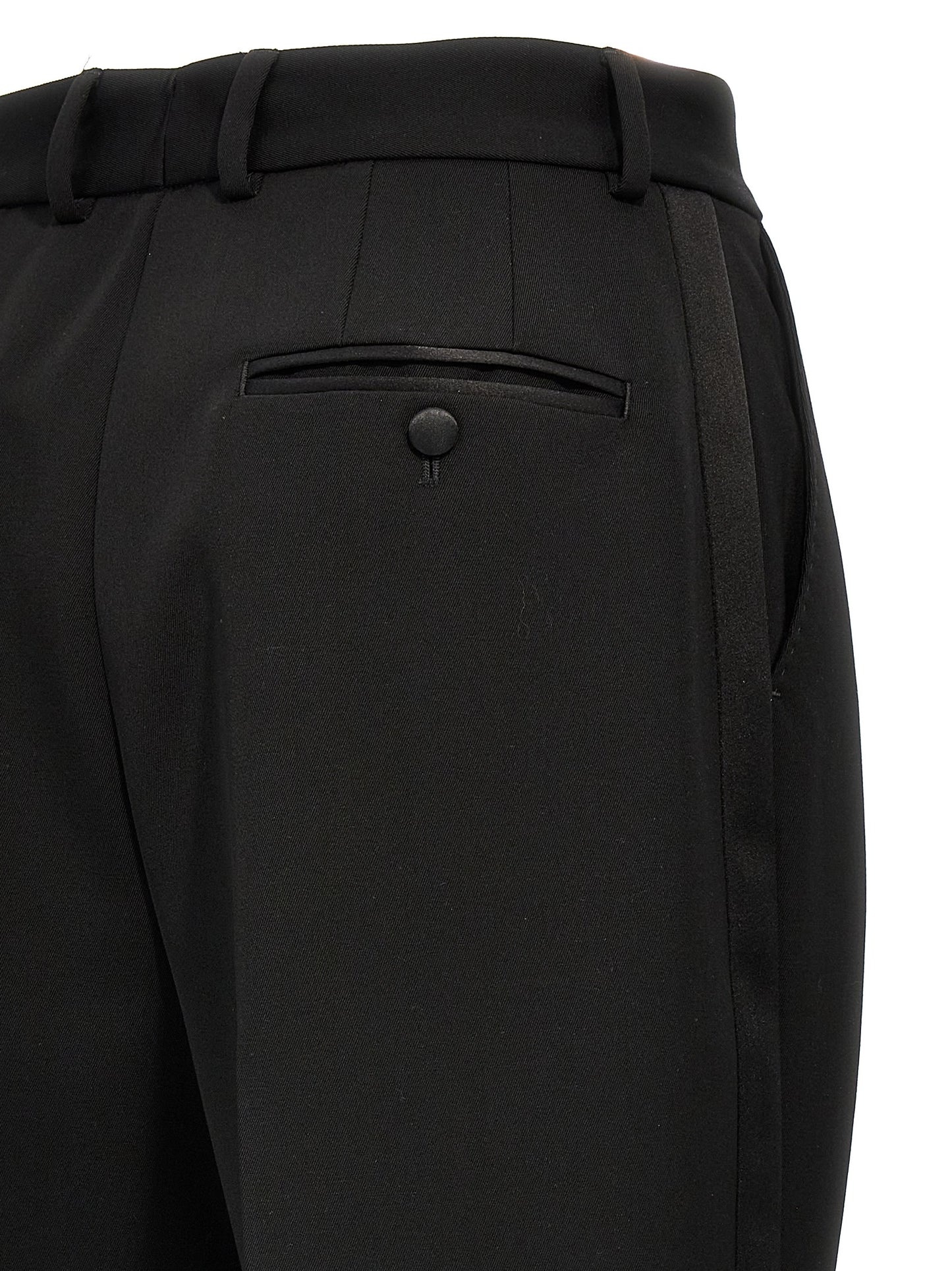 Dolce & Gabbana Black Virgin Wool Tuxedo Pants