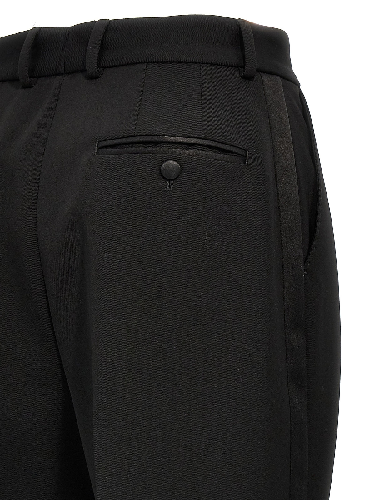 Dolce & Gabbana Black Virgin Wool Tuxedo Pants